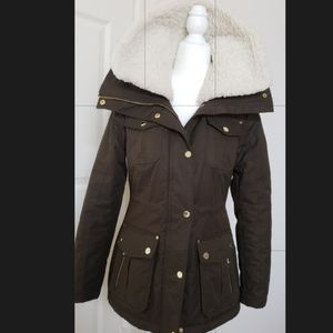 Guess sherpa collar trim parka utility jacke